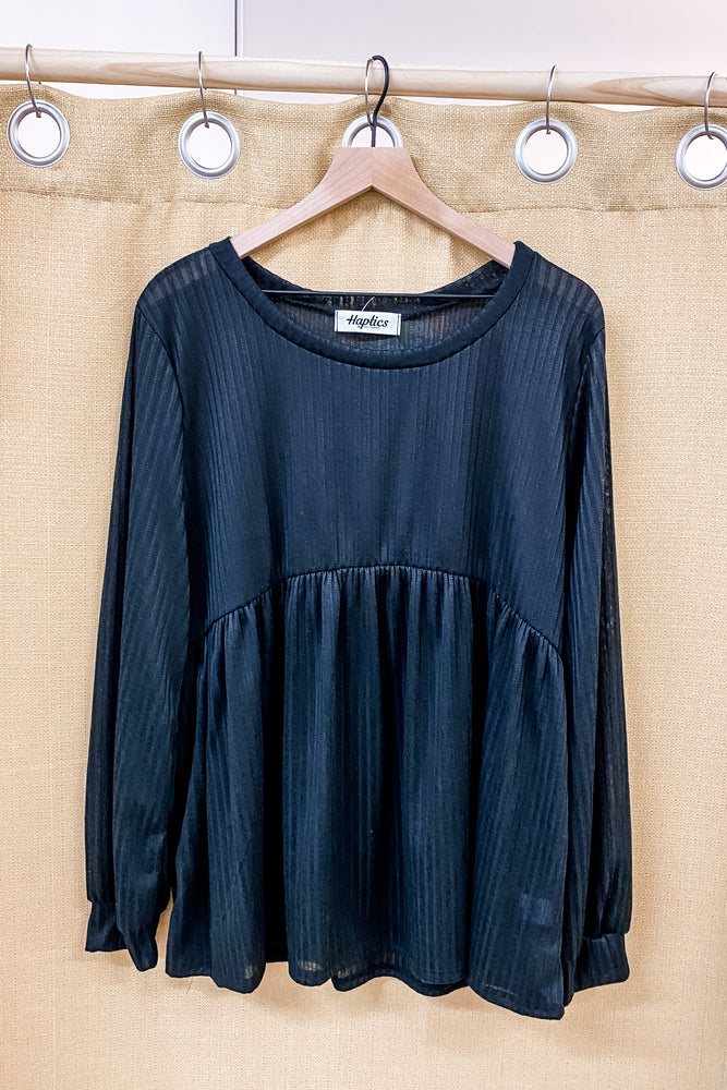 Plus Bailey Babydoll Top Black - Lilac&Lemon