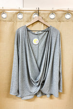 Plus Laine Twist Open Cardigan Top Grey