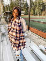 Navy and Orange Plaid Scarf - Lilac&Lemon