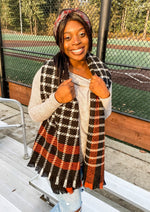 Black and Orange Plaid Scarf