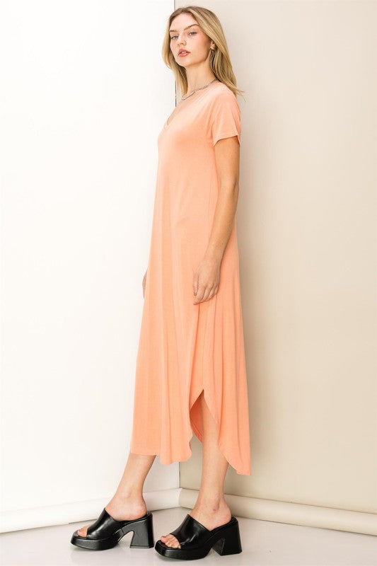 Grace T-Shirt Dress Peach - Lilac&Lemon