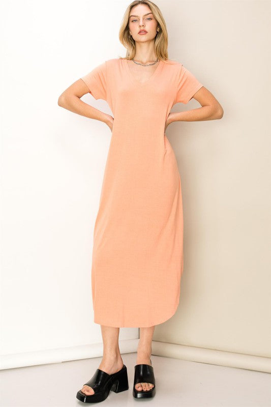Grace T-Shirt Dress Peach - Lilac&Lemon
