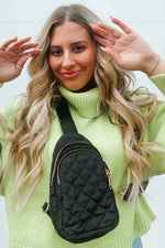 Pinelope Black Puffer Bum Bag - Lilac&Lemon