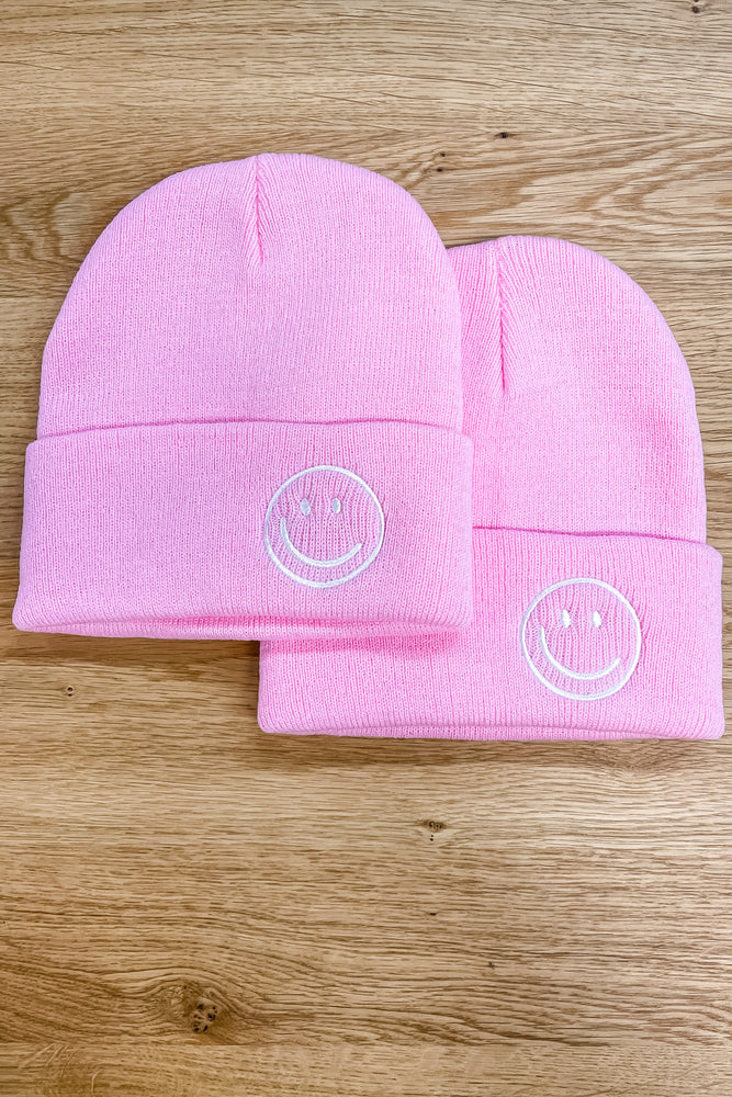 Pink Kids Happy Beanie - Lilac&Lemon