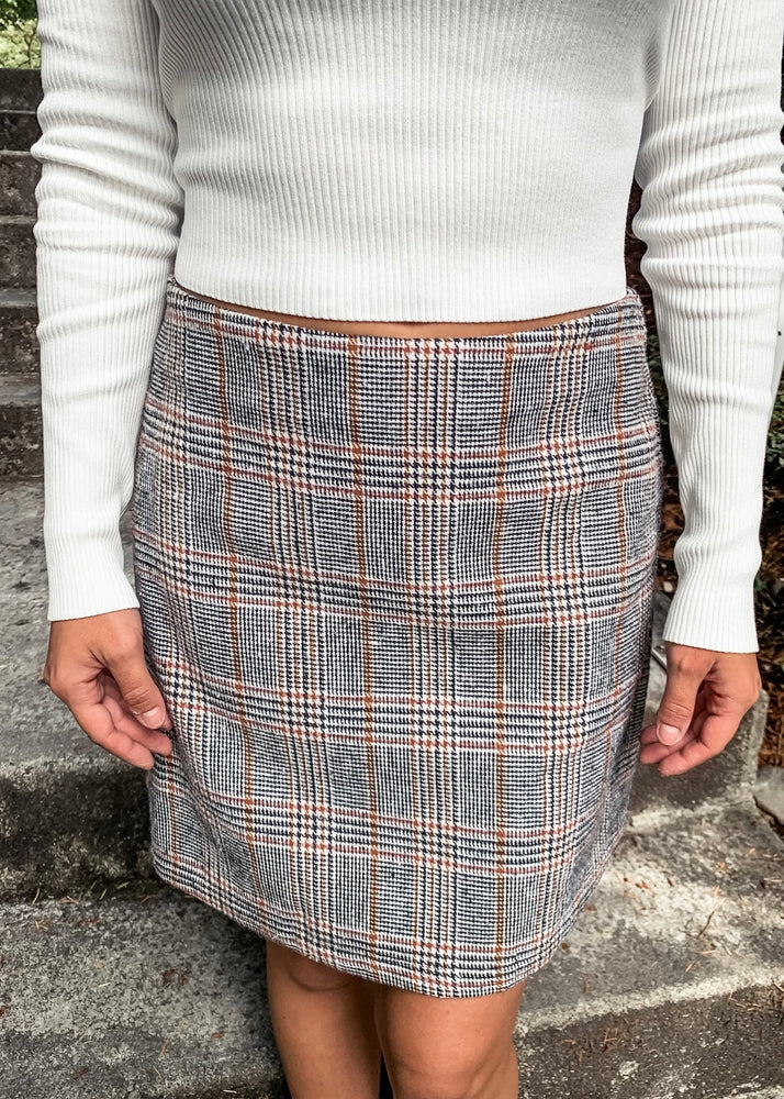 Grey Plaid Skirt