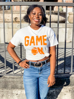 White and Orange Game On Tee - Lilac&Lemon