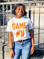 White and Orange Game On Tee - Lilac&Lemon