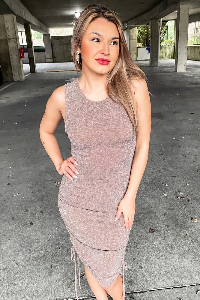 Jocelyn Shimmer Dress Mocha