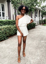 Off White One Shoulder Romper